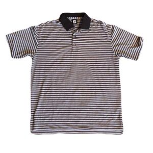 Footjoy Golf Polo Size Large Black and Blue Stripes